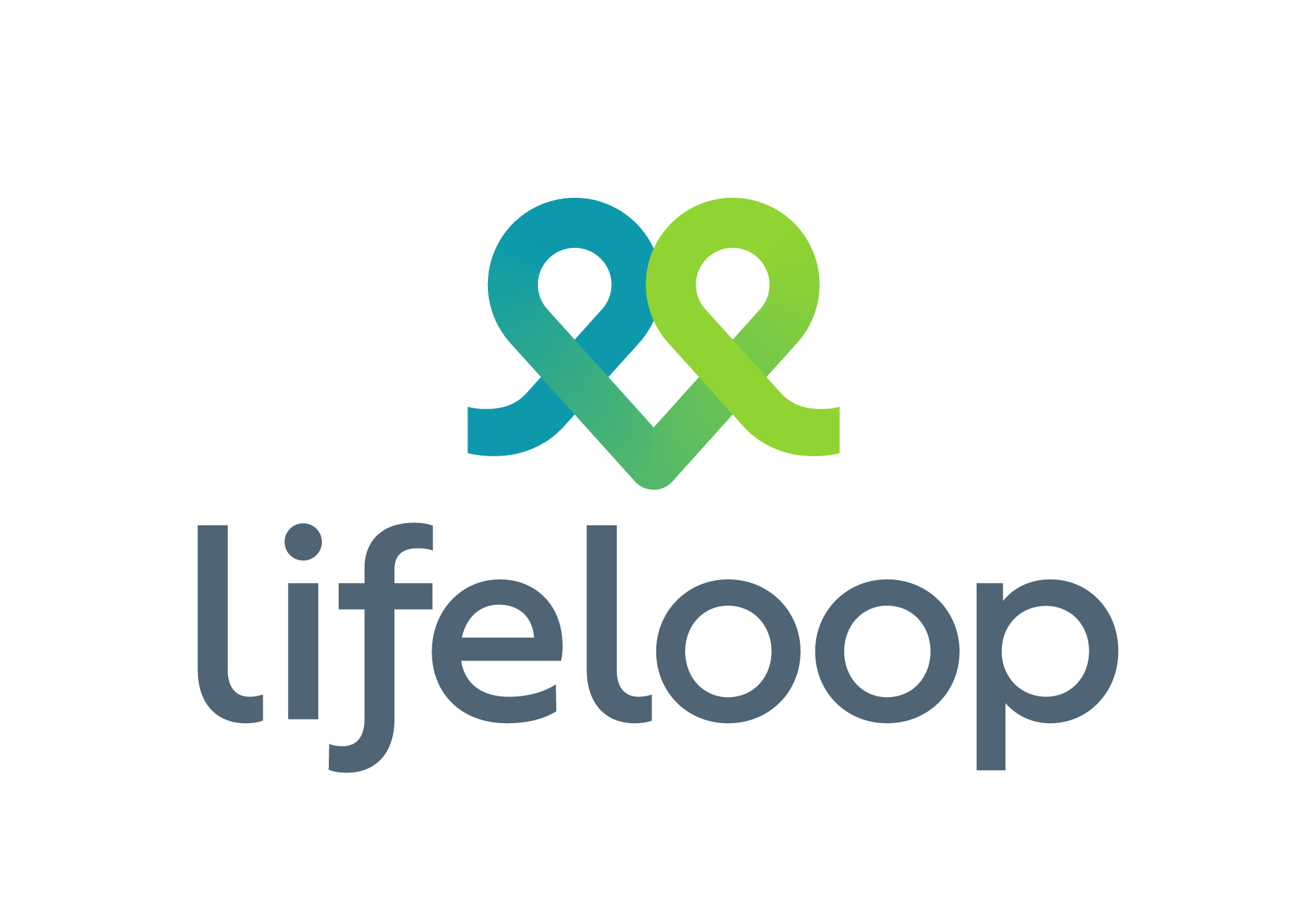 Blue and green heart with a loop inside of it with LifeLoop written below
